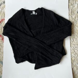 White & Warren Black Cashmere Cardigan